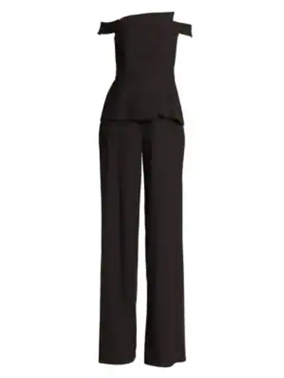 Shop Black Halo Women's Lareina Off-the-shoulder Jumpsuit In Black
