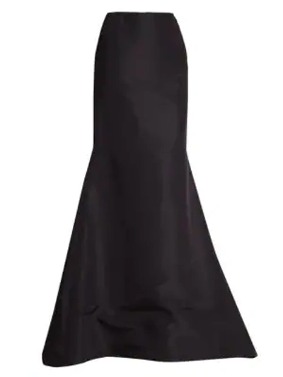 Shop Carolina Herrera Women's Silk Faille Long Trumpet Skirt In Black