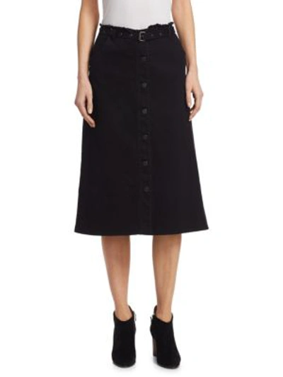 Shop Elizabeth And James Merritt Belted Denim Skirt In Black