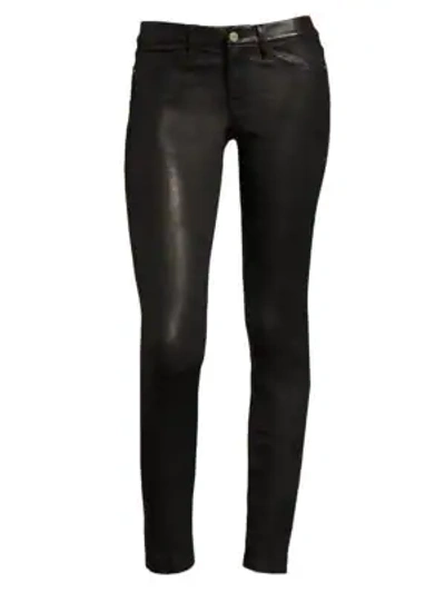 Shop Frame Women's Le Skinny De Jeanne Mid-rise Leather Pants In Washed Noir