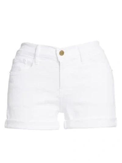 Shop Frame Women's Le Cut Off Mid-rise Denim Shorts In White