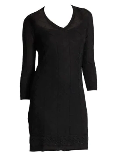 Shop M Missoni Three-quarter-sleeve Knit Dress In Black
