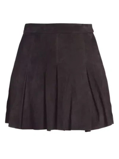 Shop Alice And Olivia Lee Suede Mini Skirt In Black