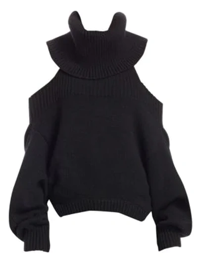 Shop Monse Upside Down Cashmere Turtleneck Sweater In Black
