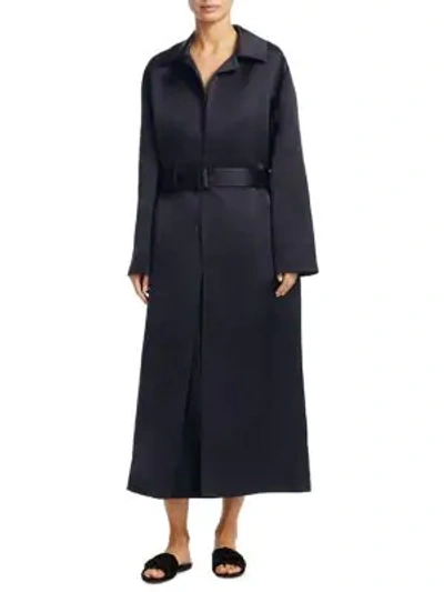 Shop The Row Silk Luster Coat In Navy