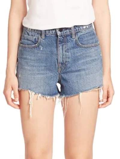 Shop Alexander Wang Women's Denim X  Bite High-rise Frayed Denim Shorts In Light Indigo