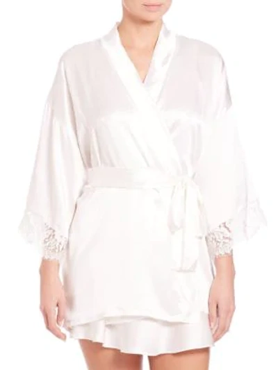 Shop Hanky Panky Lady Catherine Silk Robe In Light Ivory