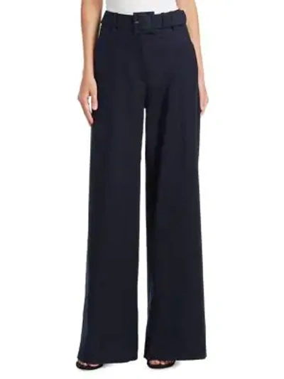 Shop Oscar De La Renta Wide-leg Pants In Midnight