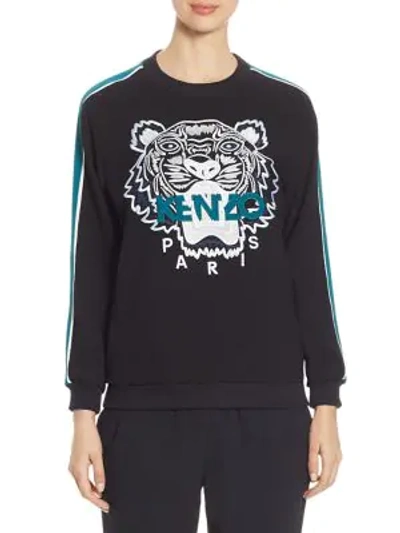 Shop Kenzo Embroidered Tiger Icon Track Sweatshirt In Black