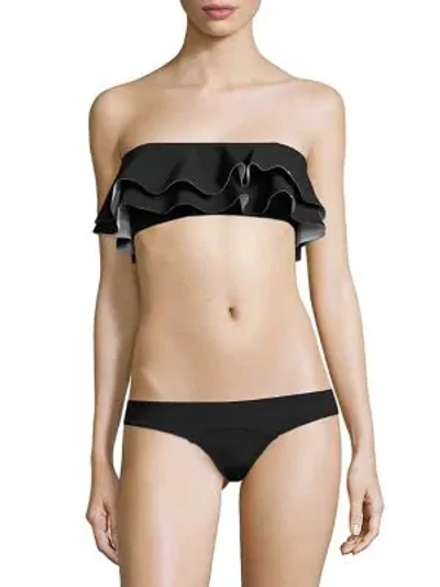 Shop Lisa Marie Fernandez Sabine Ruffle Bikini Set In Black