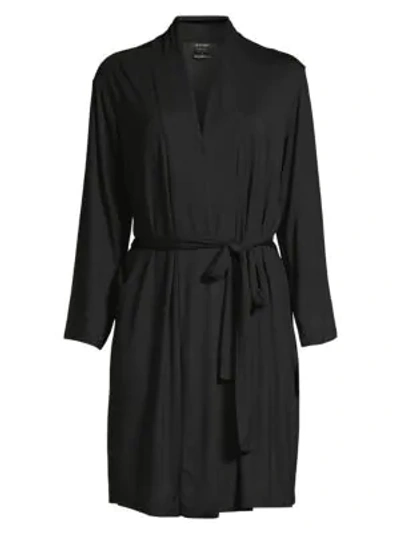 Shop Natori Women's Long-sleeve Wrap Robe In Black