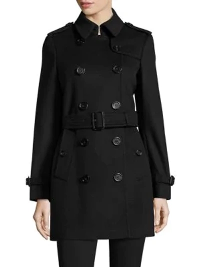 Shop Burberry Kensington Wool & Cashmere Double-breasted Trench Coat In Black