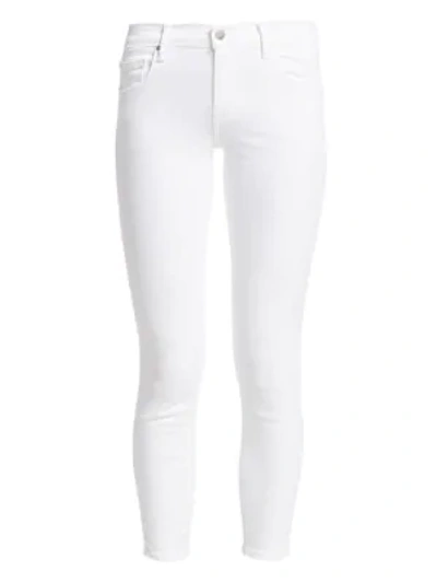 Shop J Brand 835 Mid-rise Sateen Crop Skinny Jeans In Blanc