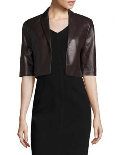 Shop Michael Kors Leather Cropped Jacket In Black