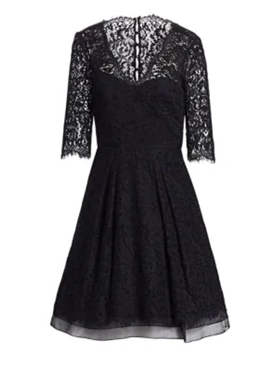 Shop Carolina Herrera Floral Lace Dress In Black