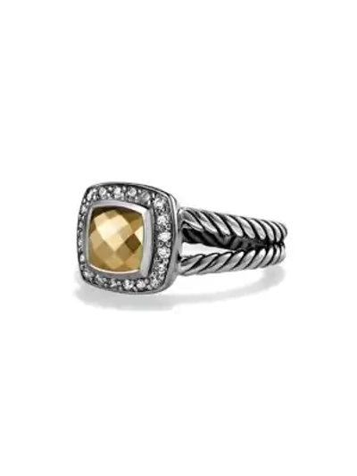 Shop David Yurman Albion Petite Ring With Gemstone & Diamonds In Gold Dome