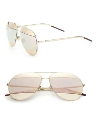 Shop Dior Split1 59mm Metal Aviator Sunglasses In Rose Gold