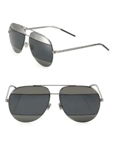 Shop Dior Split1 59mm Metal Aviator Sunglasses In Dark Grey