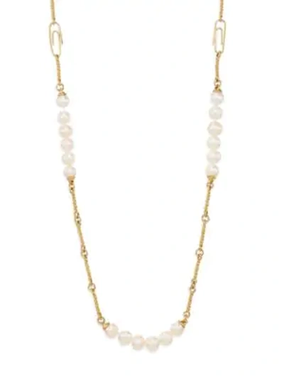Shop Aurelie Bidermann Cheyne Walk Freshwater Pearl Long Necklace In Gold