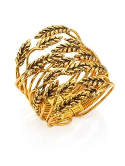 Shop Aurelie Bidermann Wheat Cuff Bracelet In Gold
