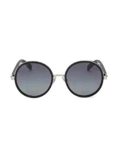 Shop Jimmy Choo Andie 54mm Round Crystal-detail Sunglasses In Black