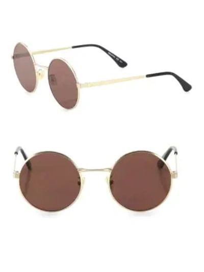 Shop Saint Laurent Sl 136 Zero 52mm Round Sunglasses In Gold
