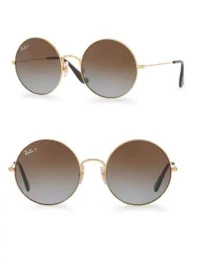 Shop Ray Ban Rb3592 55mm Ja-jo Mirrored Round Sunglasses In Gold Brown