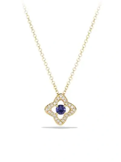 Shop David Yurman Venetian Gemstone & Diamond Pavé Quatrefoil Pendant Necklace In Tanzania
