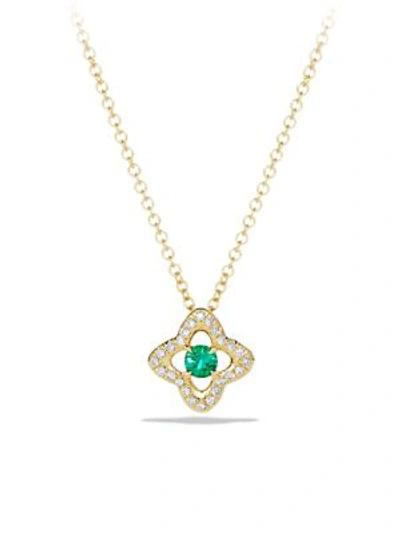 Shop David Yurman Venetian Gemstone & Diamond Pavé Quatrefoil Pendant Necklace In Emerald