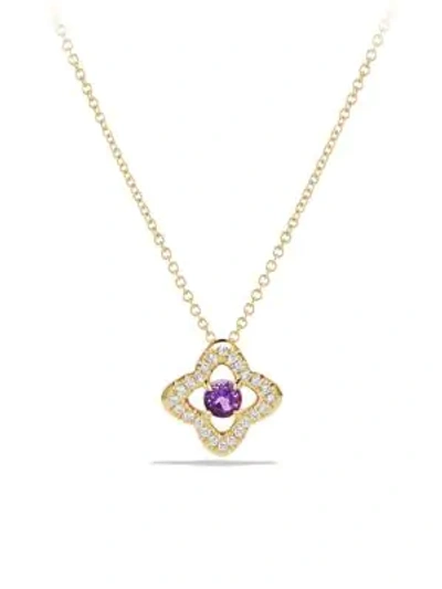Shop David Yurman Venetian Gemstone & Diamond Pavé Quatrefoil Pendant Necklace In Amethyst