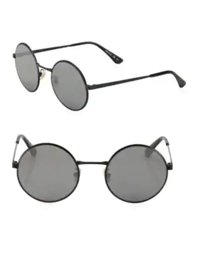 Shop Saint Laurent Sl 136 Zero 52mm Round Sunglasses In Black