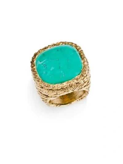 Shop Aurelie Bidermann Miki Turquoise & 18k Yellow Goldplated Cocktail Ring