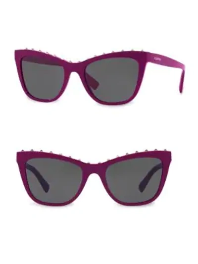 Shop Valentino 54mm Studded Cat Eye Sunglasses In Fuchsia