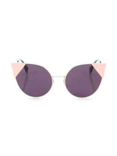 Shop Fendi 55mm Round Cat's-eye Sunglasses In Violet