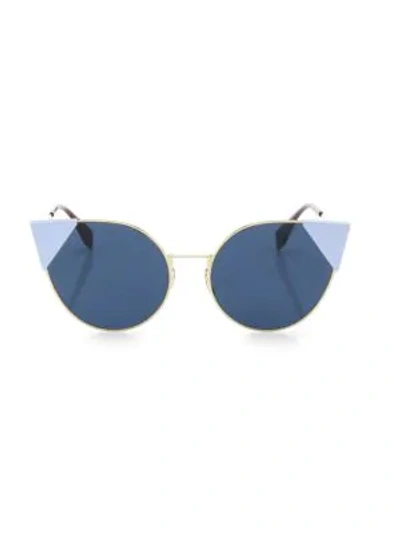 Shop Fendi Women's 55mm Round Cat Eye Sunglasses In Blue
