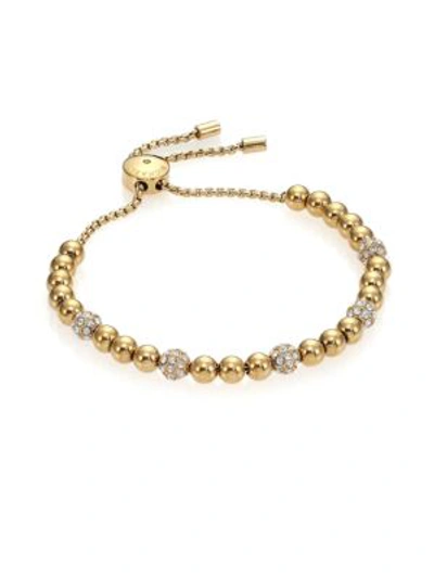 Shop Michael Kors Brilliance Pavé Beaded Slide Bracelet In Gold