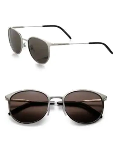 Shop Saint Laurent 53mm Round Sunglasses In Silver