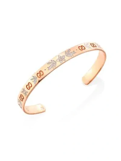 Shop Gucci Icon Blossom 18k Rose Gold & Enamel Bangle Bracelet