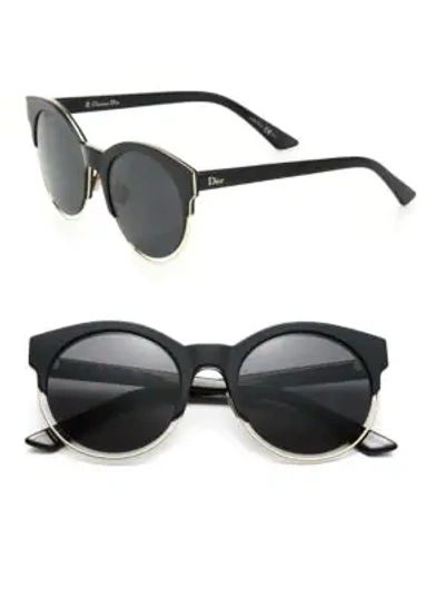 Shop Dior Sideral 53mm Round Sunglasses In Black