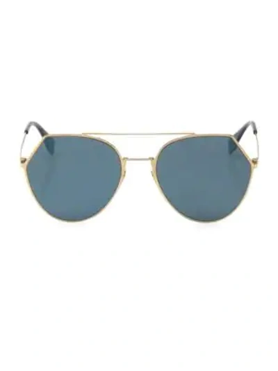 Shop Fendi 55mm Notched Aviator Sunglasses In Blue