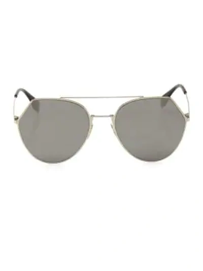 Shop Fendi 55mm Notched Aviator Sunglasses In Light Gold Grey