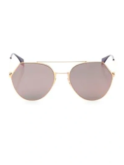 Shop Fendi 55mm Notched Aviator Sunglasses In Gold Copper
