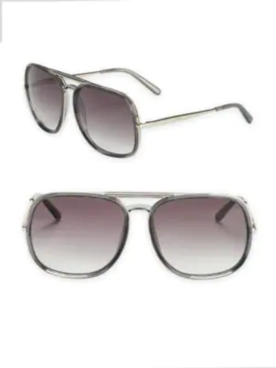 Shop Chloé Women's 60mm Oversized Square Sunglasses In Dark Grey