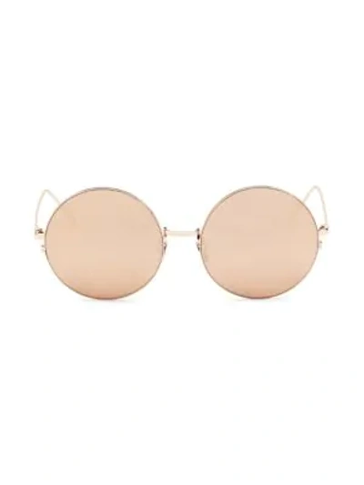Shop Linda Farrow 343 C6 Rose Goldtone Round Sunglasses