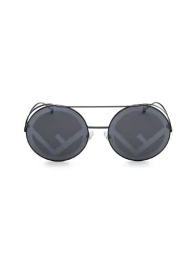 Shop Fendi Runaway 63mm Round Sunglasses In Black