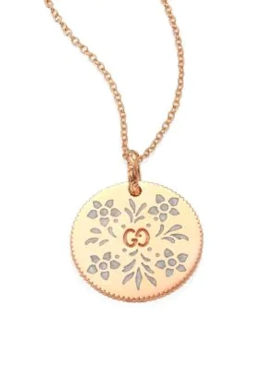 Shop Gucci Icon Blooms 18k Rose Gold Pendant Necklace