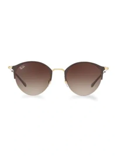 Shop Ray Ban Women's Rb3578 51mm Gradient Round Sunglasses In Brown Gold