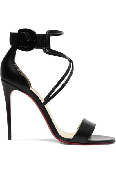 Shop Christian Louboutin Choca 100 Leather Sandals In Black