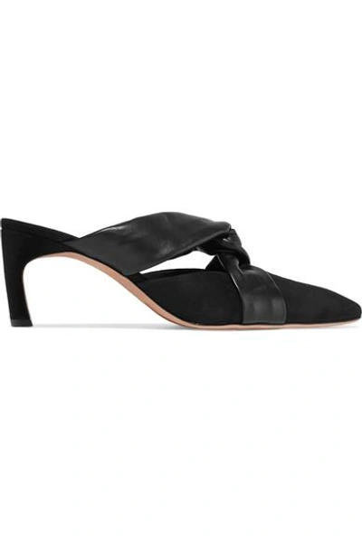 Shop Rosetta Getty Suede And Leather Mules In Black