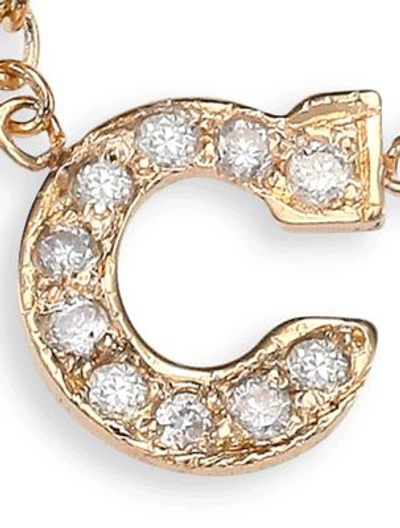 Shop Zoë Chicco Pavé Diamond & 14k Yellow Gold Initial Pendant Necklace In C